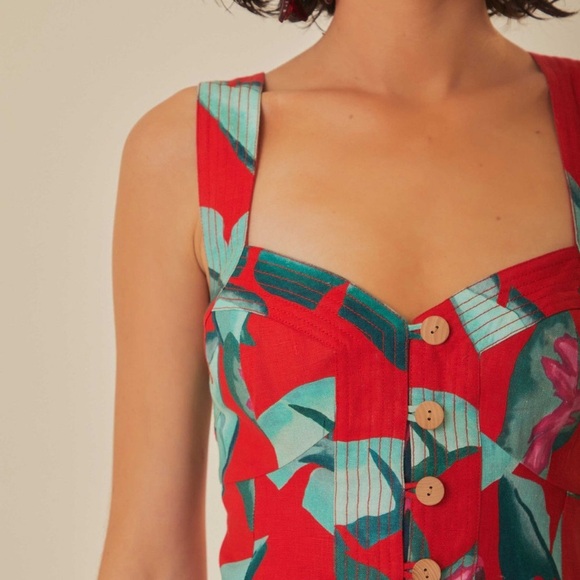 Farm Rio Red Summer Foliage Mini Dress - Picture 3 of 9